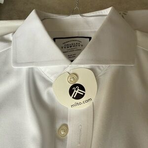 Charles Tyrwhitt White Men's Dress Shirt Spread Collar
